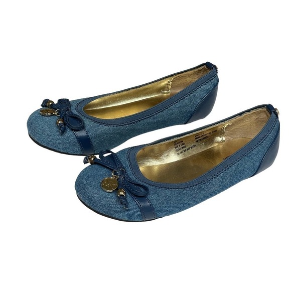 Michael Michael Kors Lisa Denim Ballet Flats-  Kids Size 1 - Picture 1 of 15